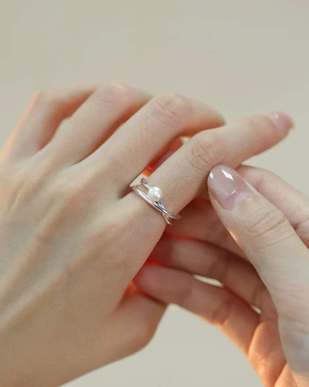 Elegant freshwater pearl ring with minimalist design showcasing natural pearl luminosity