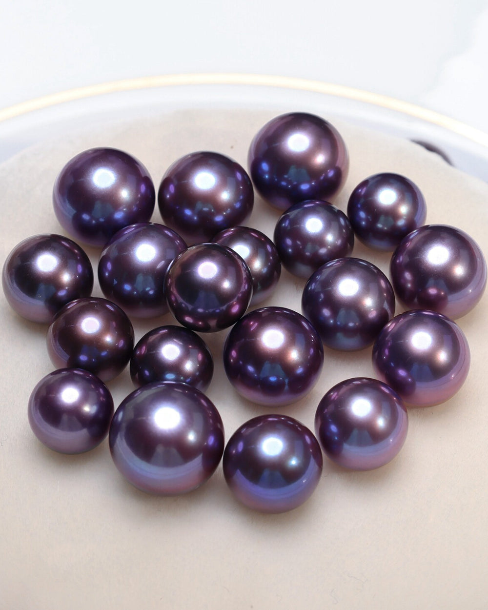 Cuenta suelta de perla de agua dulce Edison – Violeta Aurora natural, perfectamente redonda