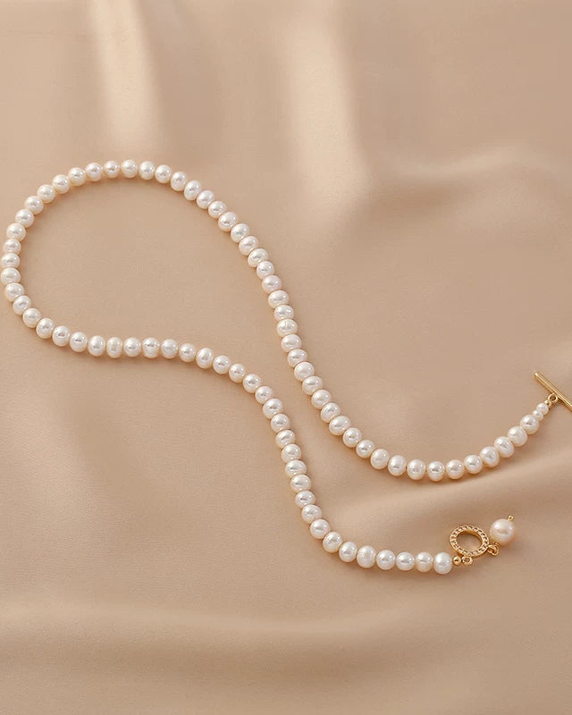 Natural Freshwater Pearl Long Necklace | 14K Gold-Filled | Minimalist Chic