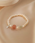 Natural Pearl & Jade Beaded Bracelet | Peace Charm | Artisan Luxe