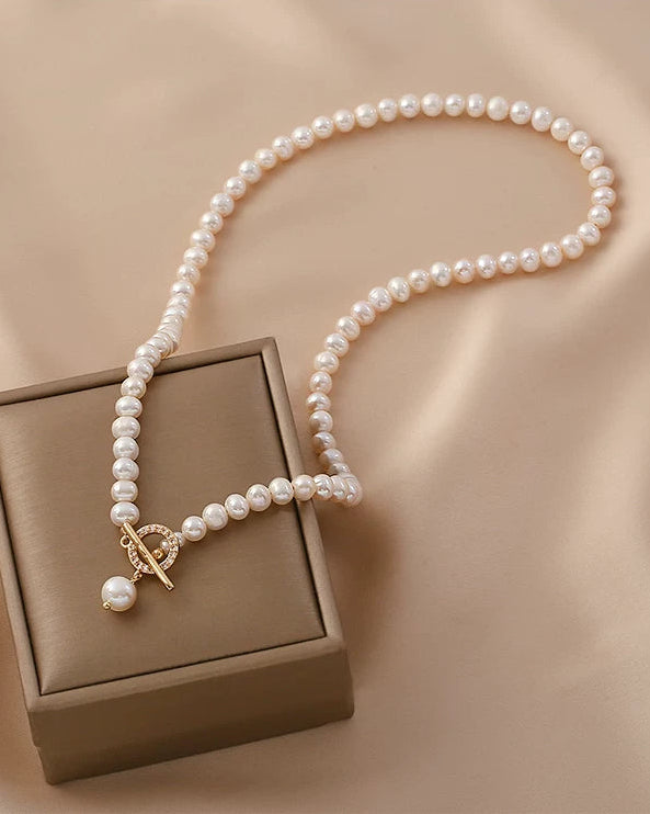 Natural Freshwater Pearl Long Necklace | 14K Gold-Filled | Minimalist Chic
