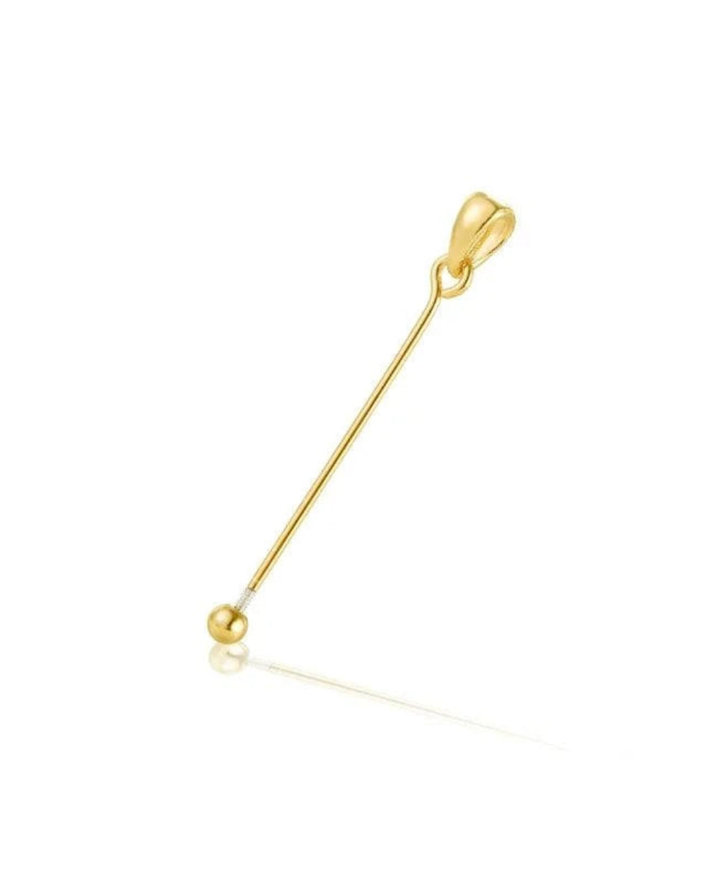 Gold safety pin on a white background